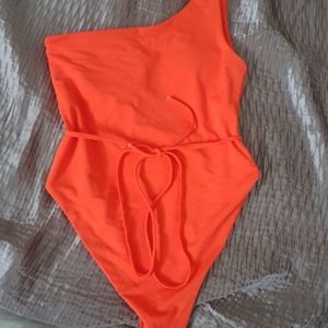 Neon Orange One-shoulder Swimsuit
